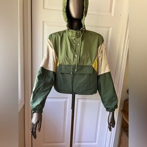 Bershka colour block cropped windbreaker.